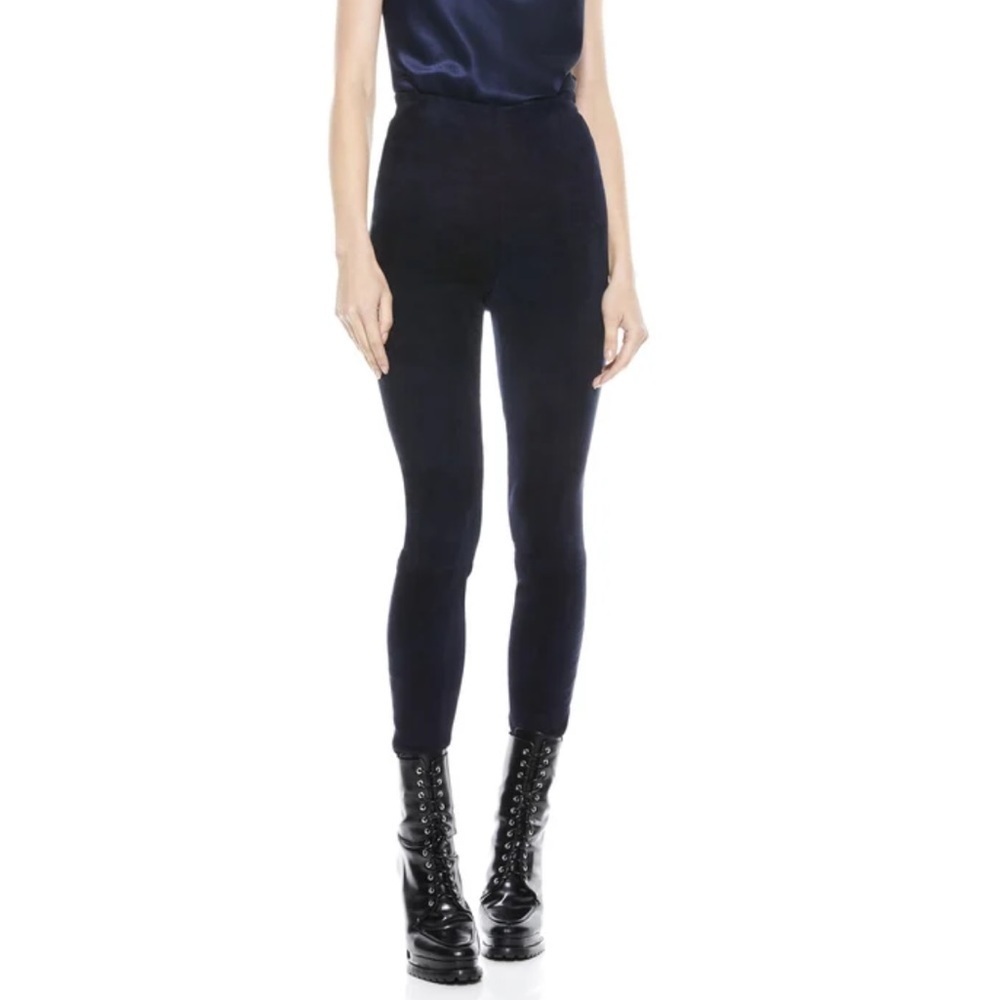 Alice + Olivia | Maddox Suede High-Waist Side-Zip Leggings Size 12